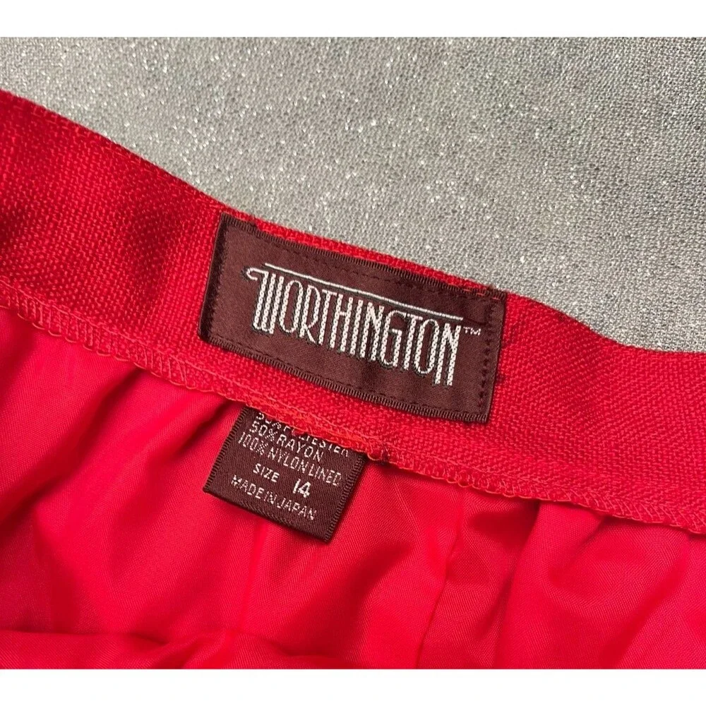 Vintage 70s Red Skirt Size Medium 1970s Retro Casual Secretary A-line Cute Basic